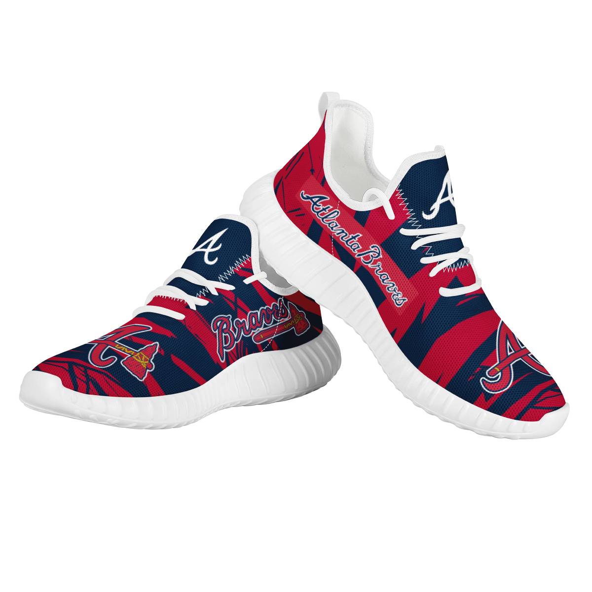 Women's Atlanta Braves Mesh Knit Sneakers/Shoes 001